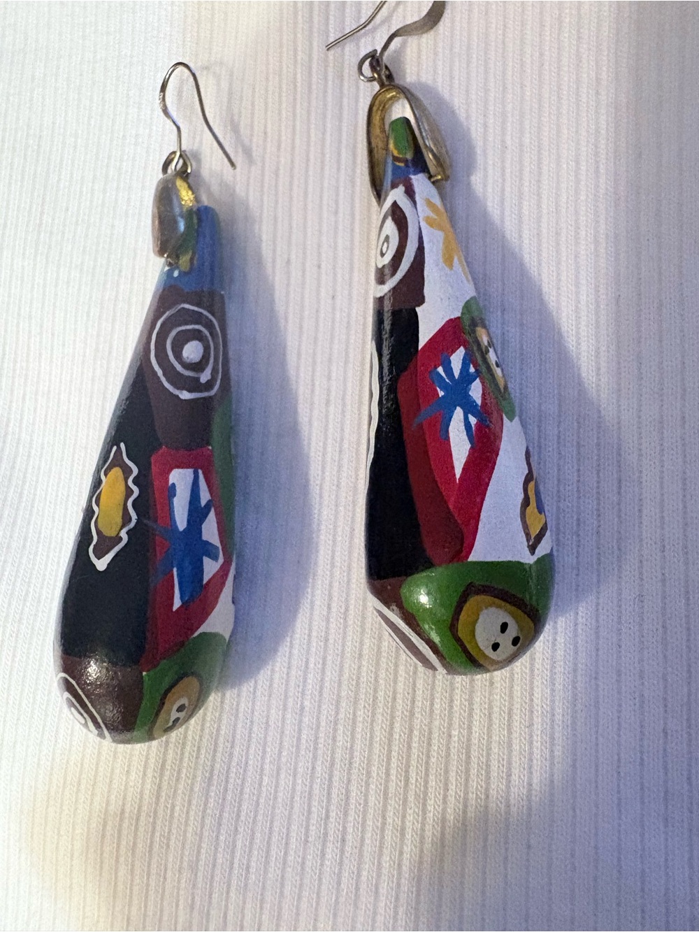 Hand-Painted Multicolor Teardrop Earrings - Women Accessories